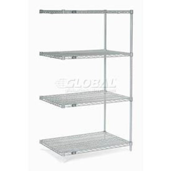 Global Equipment Nexel    Stainless Steel Wire Shelving Add-On 48"W x 18"D x 86"H A18488S